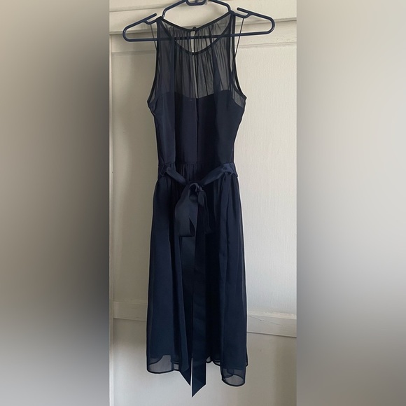 Adrianna Papell Blue Chiffon Beaded Halter Dress. New Without Tags. - Picture 5 of 11